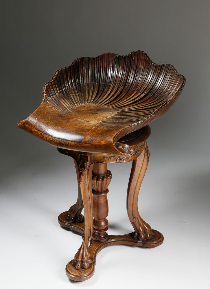 Appraisal: Venetian Carved Oak Grotto Piano Stool circa Venetian Carved Oak