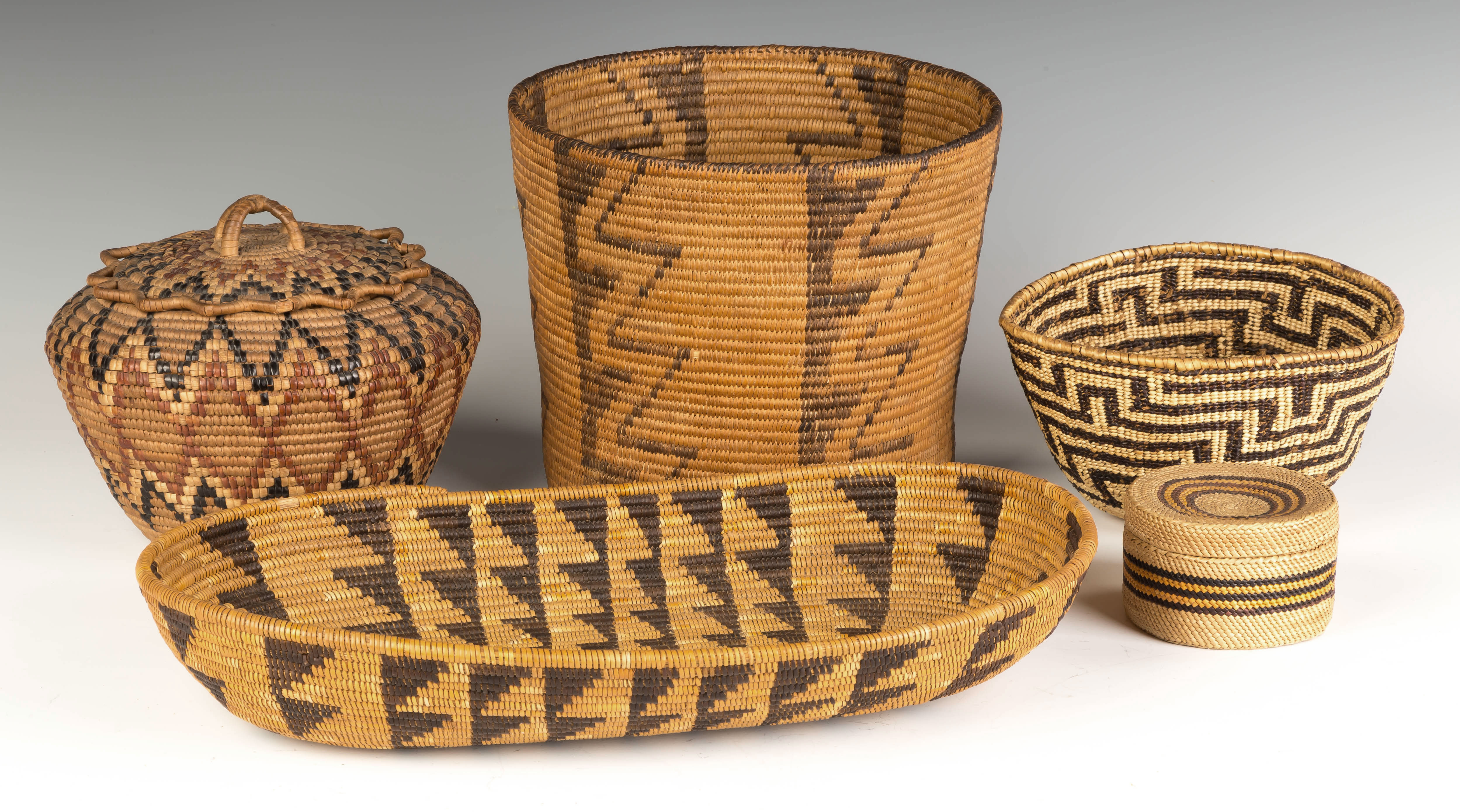 Appraisal: Group of Native American Baskets C Large - Pima Lidded