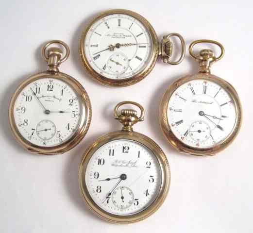 Appraisal: FOUR OPENFACE POCKET WATCHES ''The Admiral'' size jewels Paillard patent