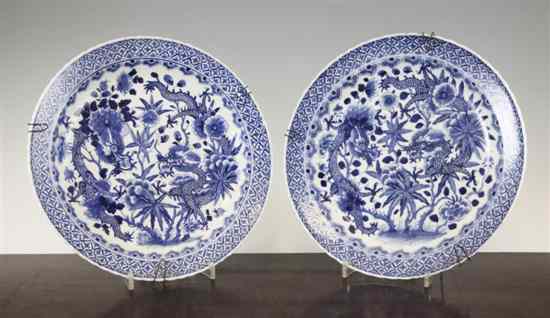 Appraisal: A pair of Chinese blue and white dishes late th