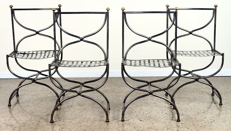 Appraisal: SET BRASS STEEL SIDE CHAIRS MANNER JANSEN C A set