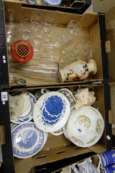 Appraisal: A collection of pottery to include Victorian coloured glass Crystal