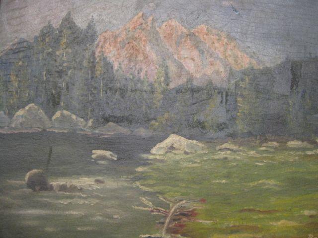 Appraisal: Bernice Wilson Oil on Board landscape with river mountains x