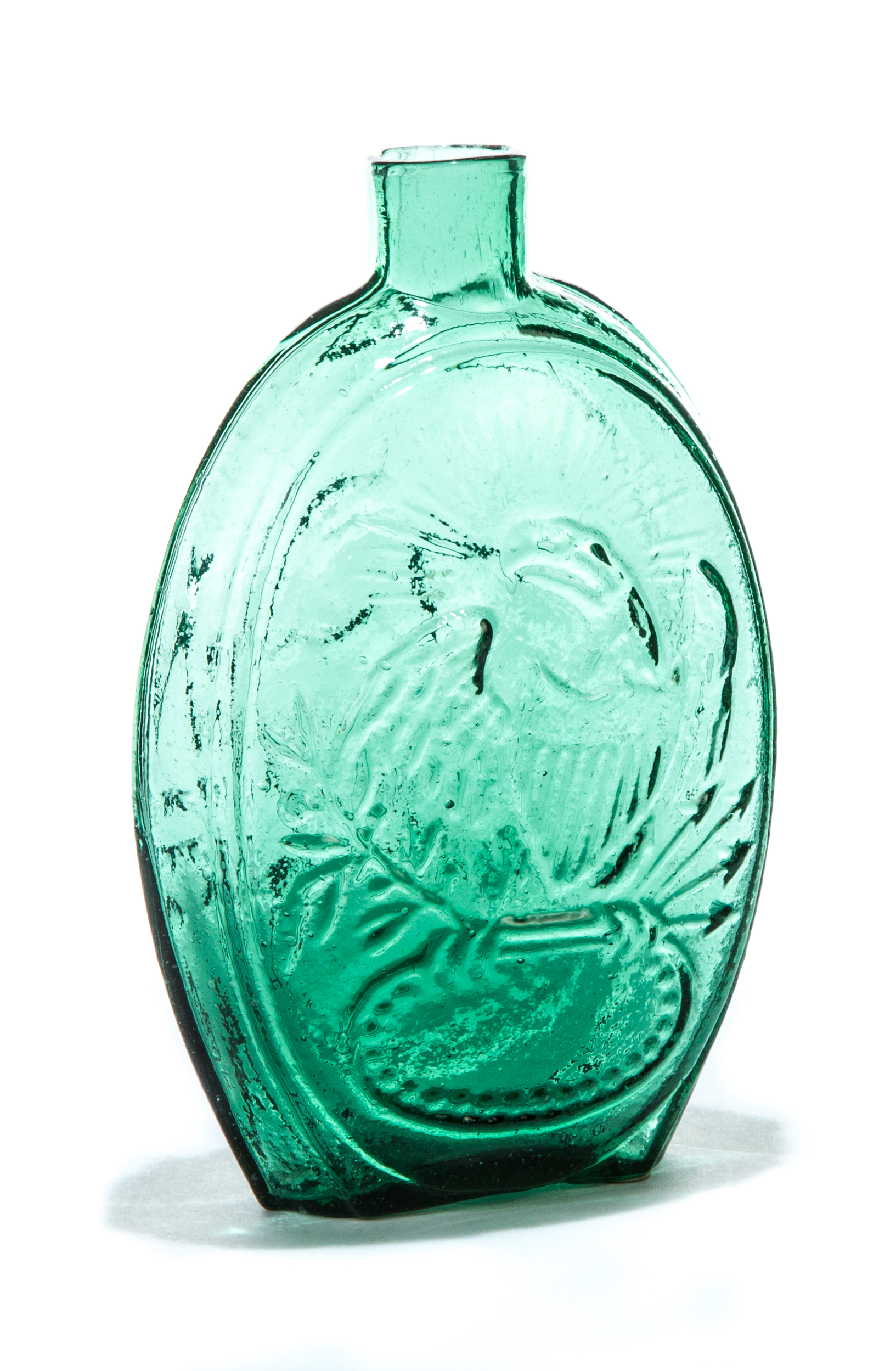 Appraisal: AMERICAN HISTORIC BLOWN GLASS FLASK Second quarter- th century Green