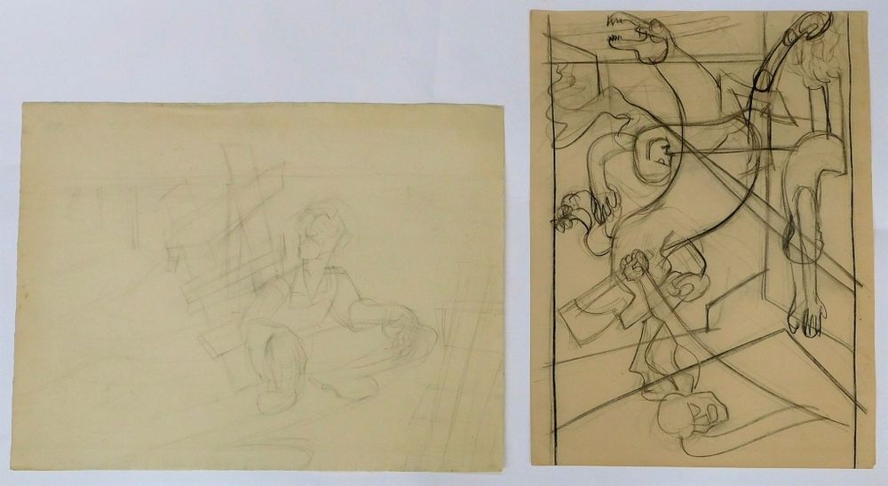 Appraisal: Otto Plaug Figure Studies Drawings New York Germany - Includes