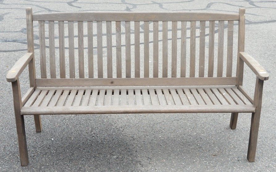 Appraisal: Teak Outdoor Bench length inches Teak Outdoor Bench length inches