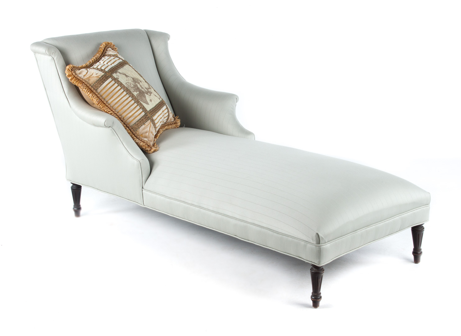 Appraisal: Louis XVI style upholstered chaise lounge upholstered panel back recessed