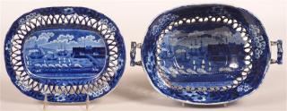 Appraisal: Historical Staffordshire Open Bowl with Tray Historical Staffordshire Blue Transfer