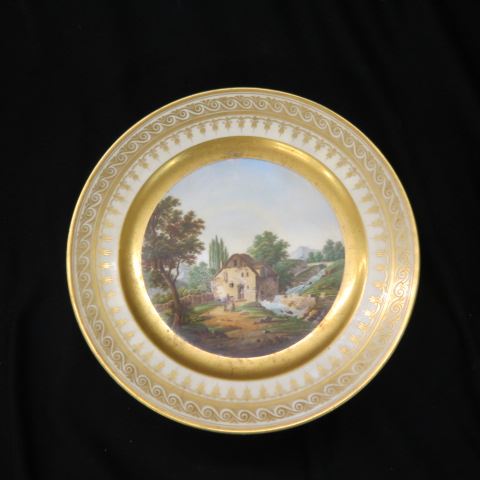 Appraisal: Early Handpainted Cabinet Plates various European landscapes heavy gold work