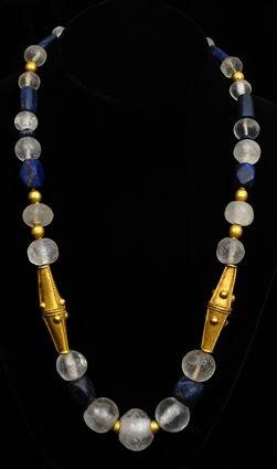 Appraisal: EARLY PERSIAN ROCK CRYSTAL AND LAPIS BEAD NECKLACE in Provenance