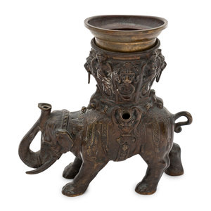 Appraisal: A Victorian Era Indian Bronze Elephant Oil Lamp a bronze