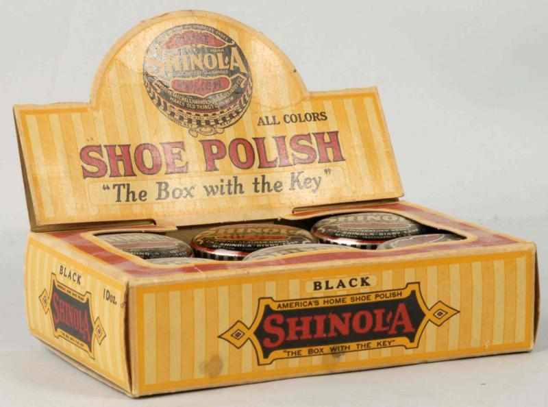 Appraisal: Original Shinola Shoe Polish Display Box Description Complete with contents