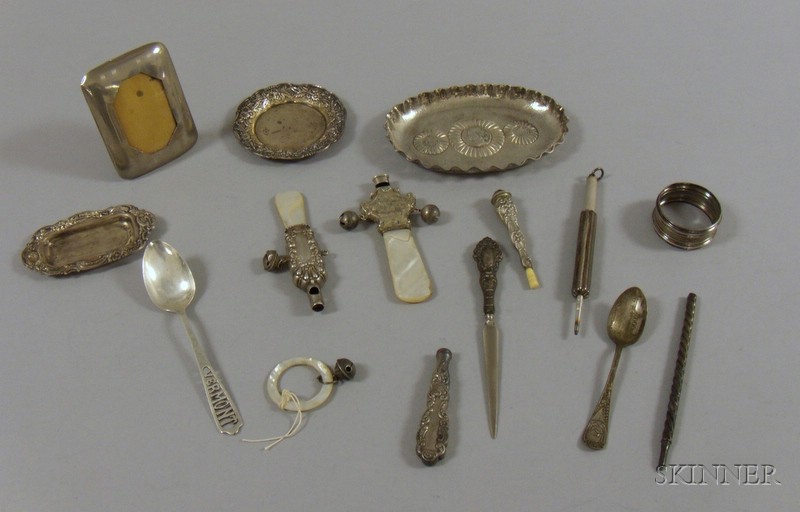 Appraisal: Group of Assorted Sterling Silver and Silver Plated Accessories snuff