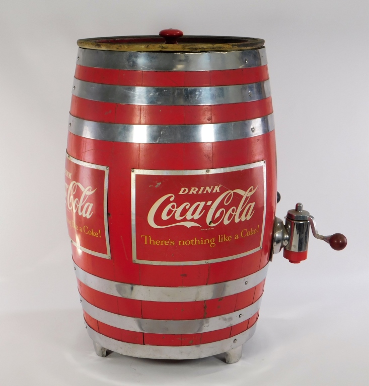 Appraisal: COCA COLA BARREL DISPENSER United States th Century Red footed