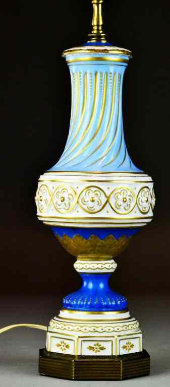 Appraisal: A Fine Sevres Porcelain UrnCelestrial blue white and gold gilt