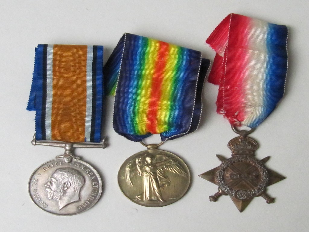 Appraisal: Group of three WWI medals to Pte W Brown Royal