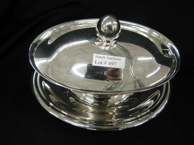 Appraisal: Reed Barton Silverplate Sauce Boat with lid attached underplate x