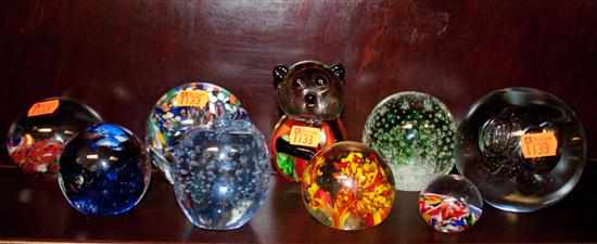 Appraisal: Nine assorted art glass paperweights Estimate - No condition report