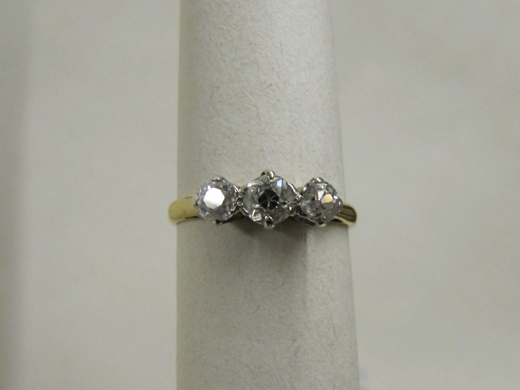 Appraisal: Eighteen carat gold and platinum diamond three stone ring with