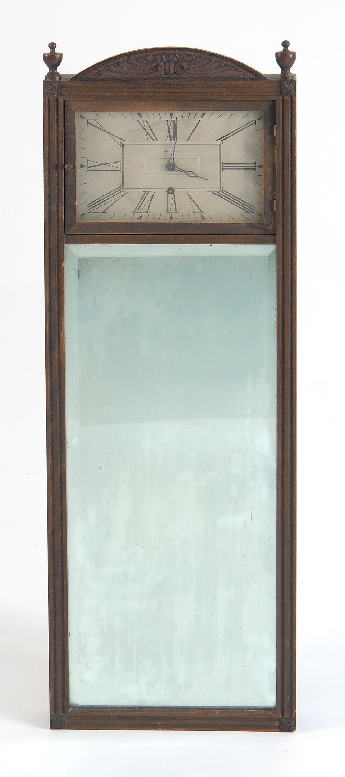 Appraisal: TH CENTURY ANSONIA WALL CLOCK Wood case with a mirrored