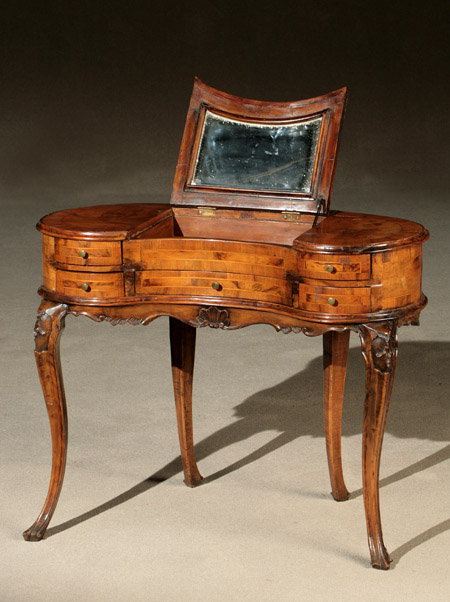 Appraisal: Italian Rococo Style Kidney-Shaped Walnut Dressing Table First Half th