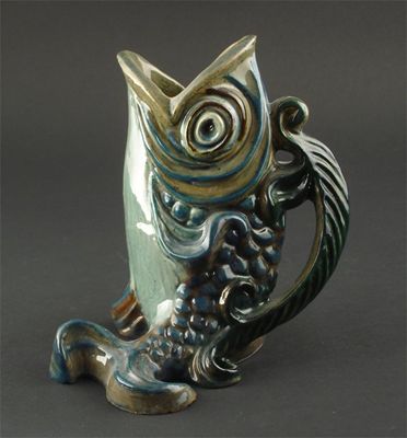 Appraisal: A Lauder Pottery fish vase modelled as a grotesque scaly