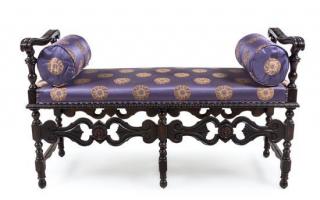 Appraisal: A Jacobean Style Bench early th century the rectangular stuffover