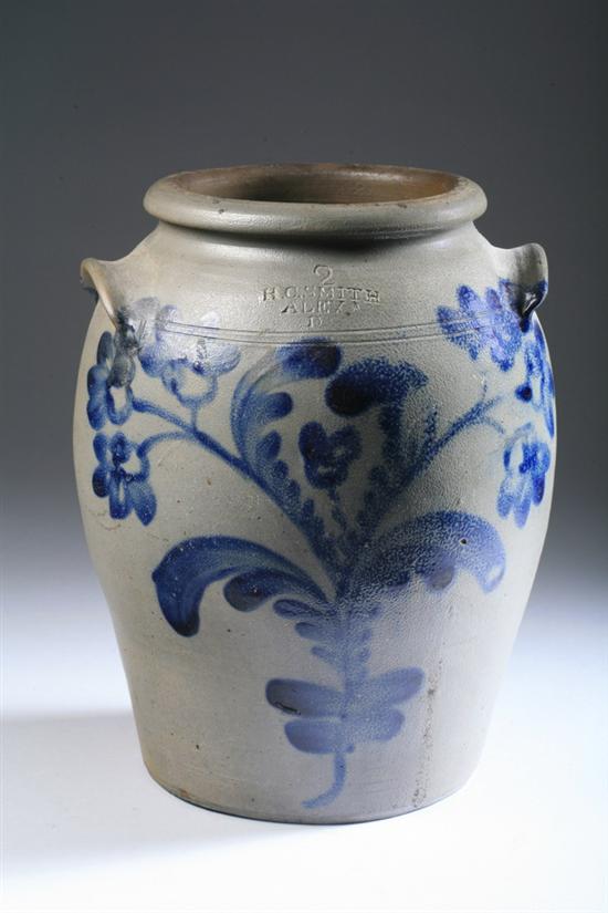 Appraisal: AMERICAN BLUE SLIP-DECORATED STONEWARE CROCK BY H C SMITH ALEXANDRIA