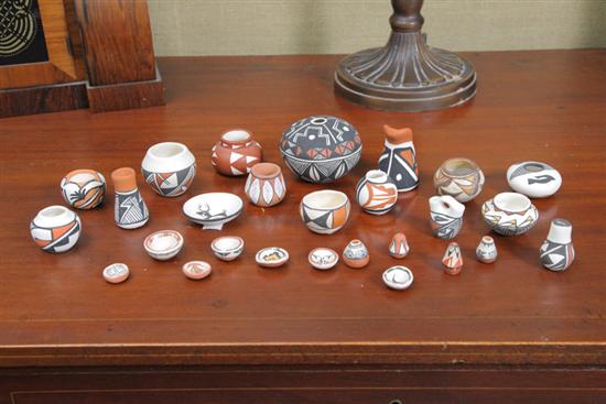 Appraisal: GROUP OF MINIATURE CONTEMPORARY AMERICAN INDIAN POTTERY Most are Acoma