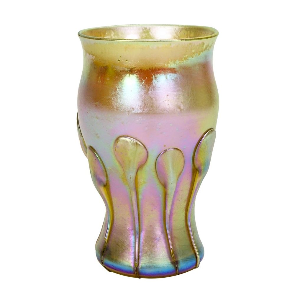 Appraisal: Tiffany Favrile Gold Iridescent Glass Vase Tiffany Favrile Gold Iridescent