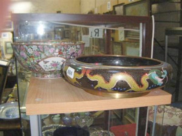 Appraisal: A cloisonne bowl decorated with celestial dragons together with a