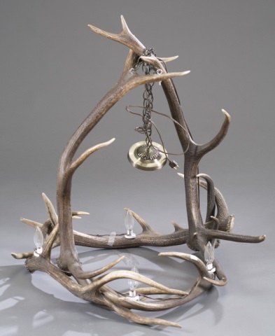 Appraisal: Antler Chandelier Electrified with four lights H x approx Dia