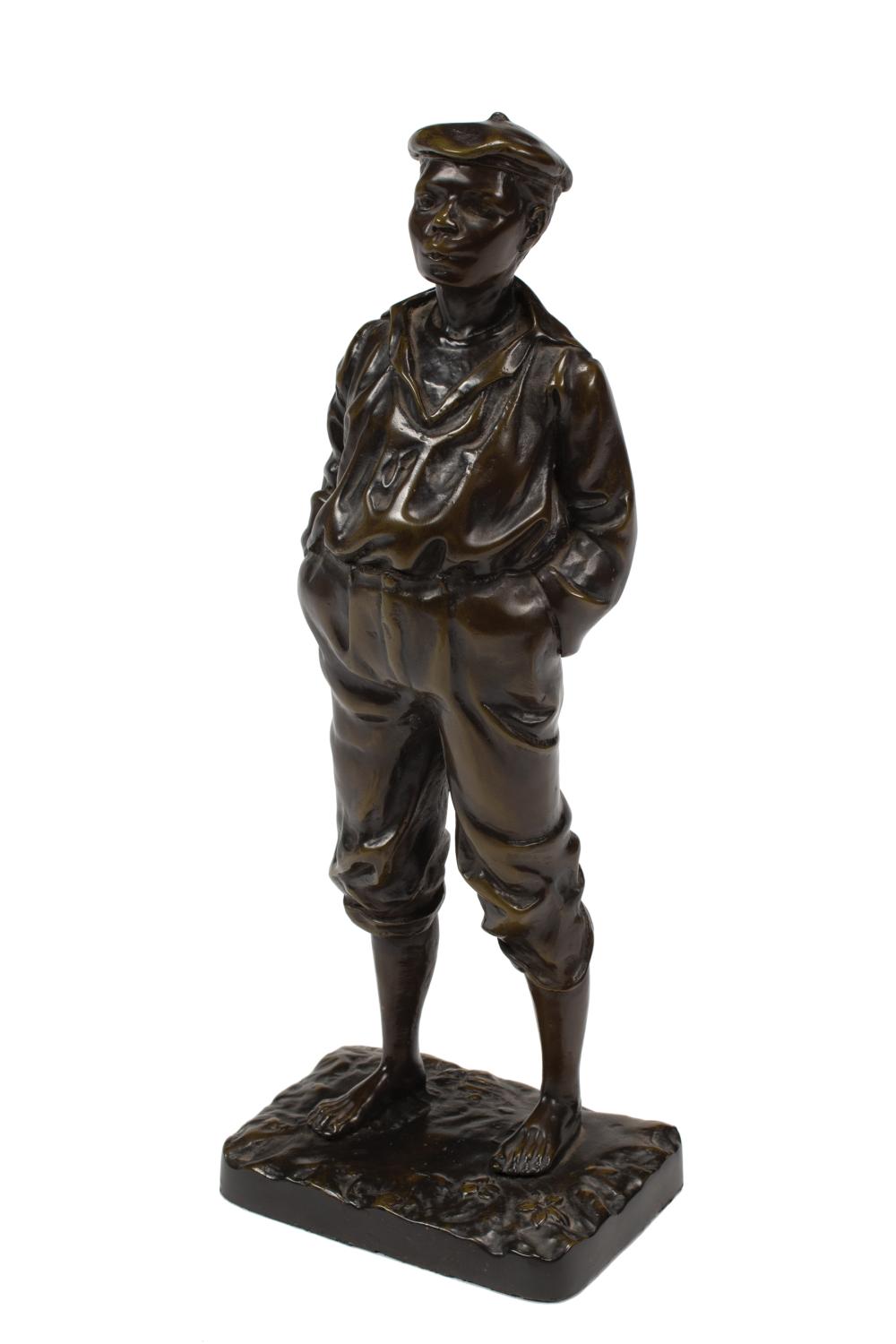 Appraisal: Patinated Bronze Figure of Whistling Boy after Auguste Moreau signature