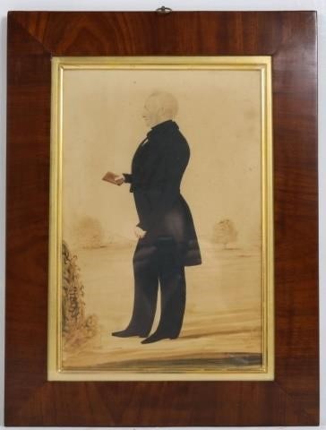 Appraisal: EARLY TH C WATERCOLOR PORTRAIT OF GENTLEMANWITH A BOOK AND