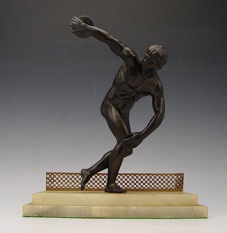 Appraisal: DISCUS THROWER BRONZE '' h affixed to onyx base no