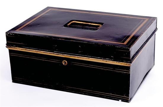 Appraisal: Black toleware document box of Southern interest th century rectangular