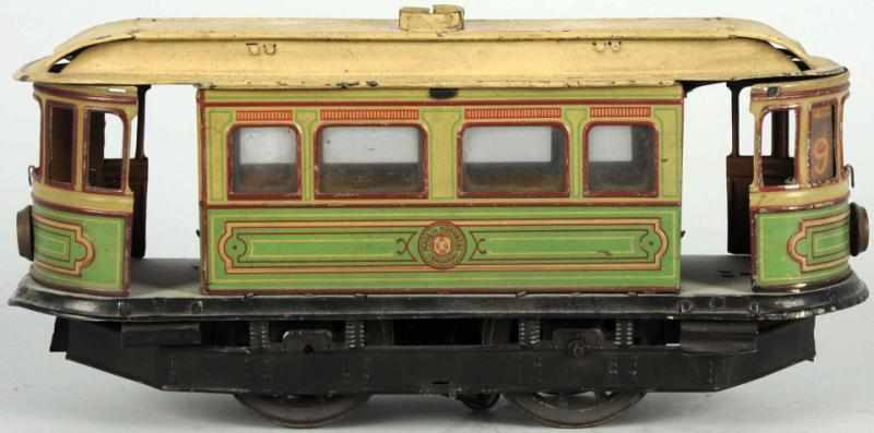 Appraisal: Tin Litho Gunthermann Trolley Car Wind-Up Toy German Working Lithographed