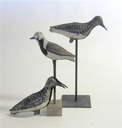 Appraisal: Three painted folding tinnies shorebird decoys early th century