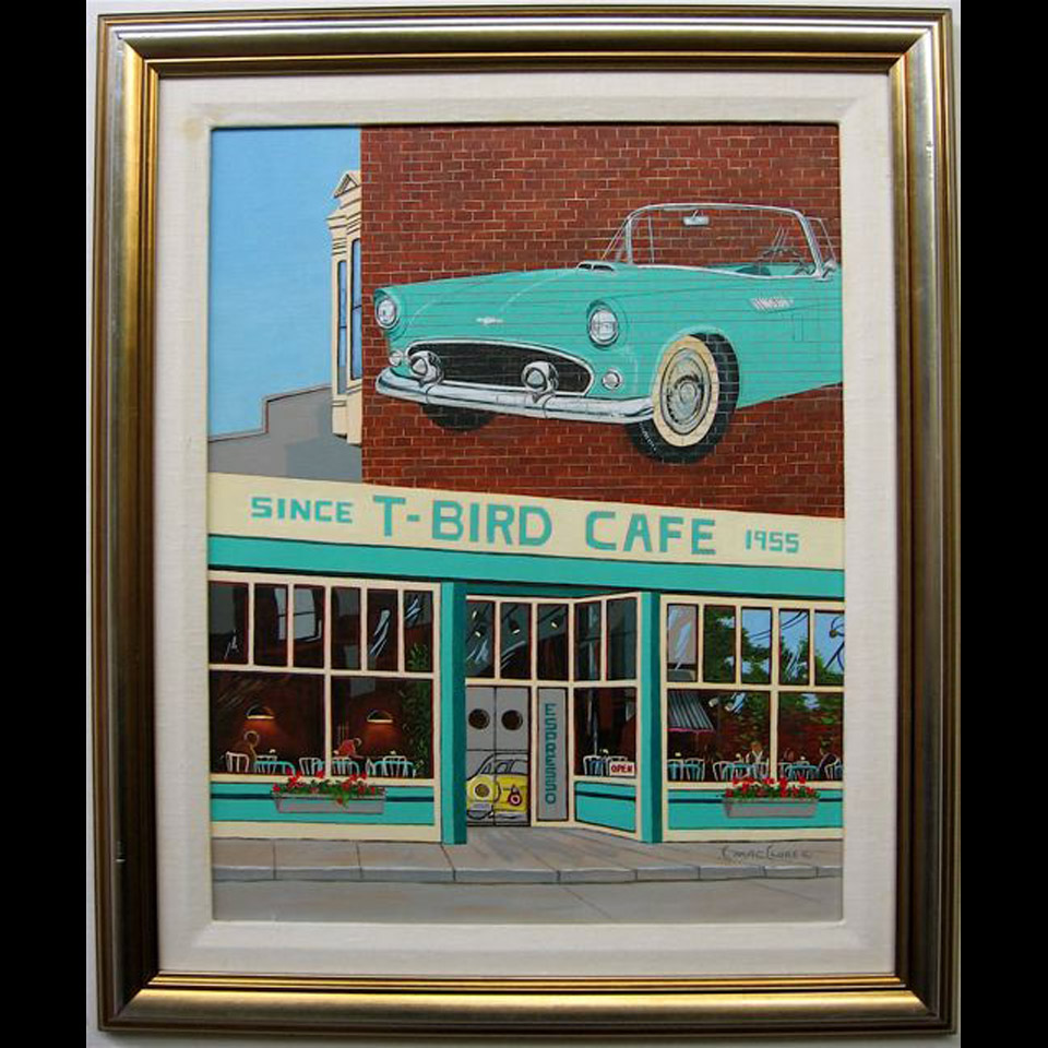 Appraisal: T-BIRD CAFE CHRIS MACCLURE - CANADIAN ACRYLIC ON CANVAS BOARD