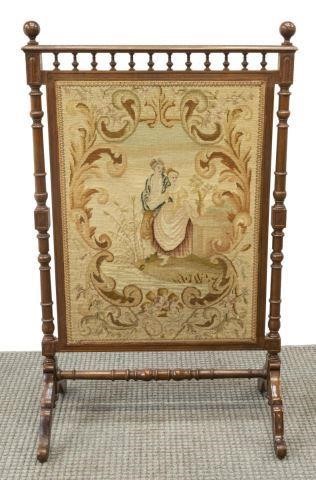 Appraisal: French fire screen late th c turned finials over spindle