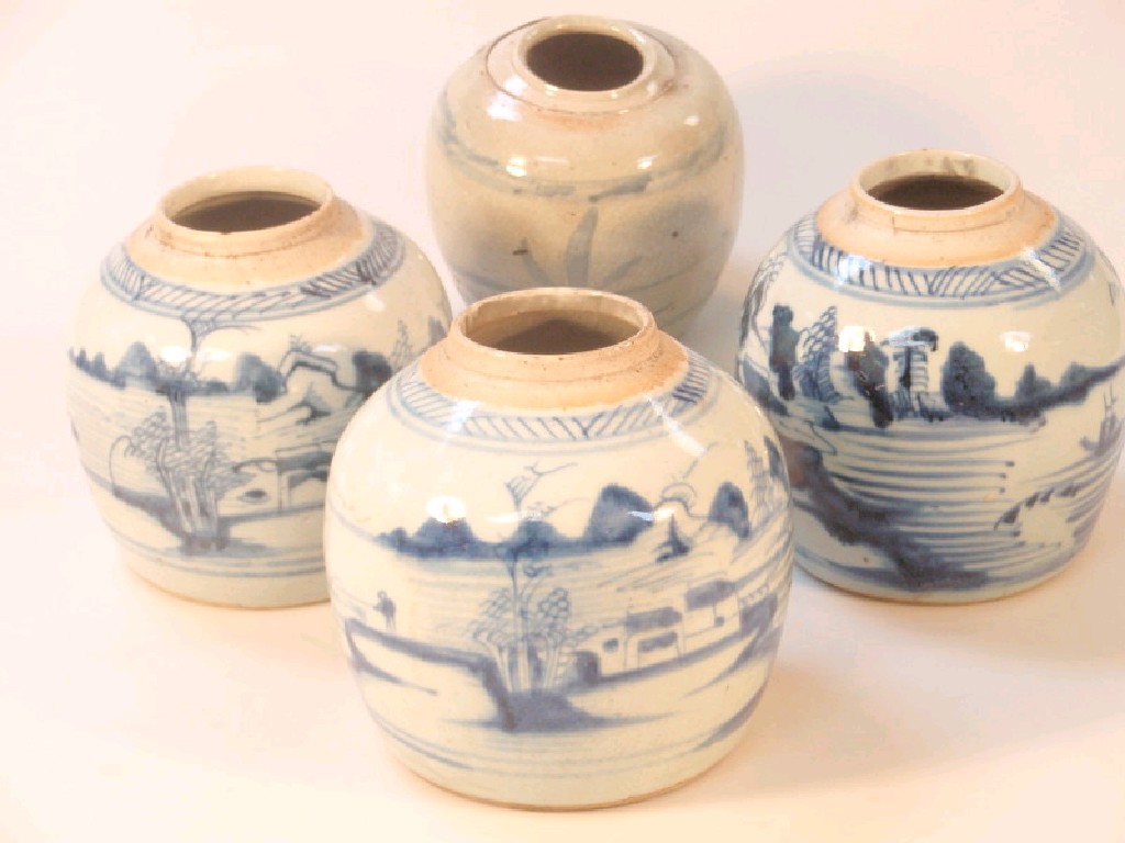 Appraisal: A group of four Chinese provincial ginger jars variously painted