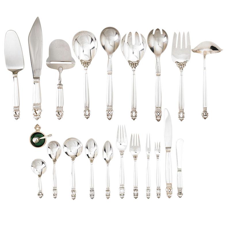 Appraisal: GEORG JENSEN -piece Acorn sterling flatware Condition Report Complete with