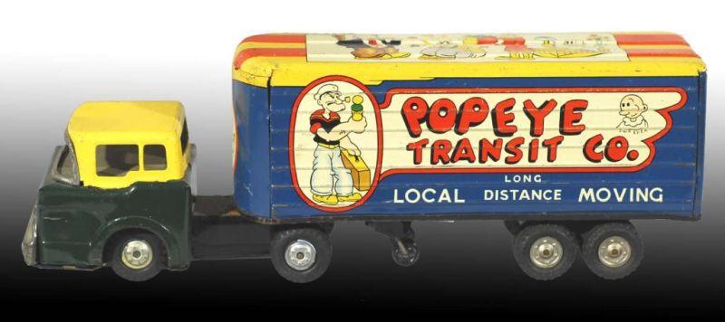 Appraisal: Tin Linemar Popeye Transit Truck Friction Toy Description Japanese Working