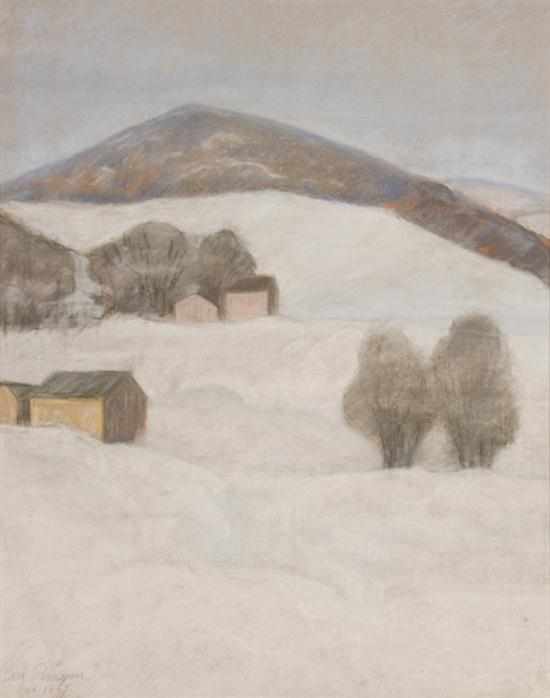 Appraisal: Carl Ringius American - Winter Landscape pastel on paper signed