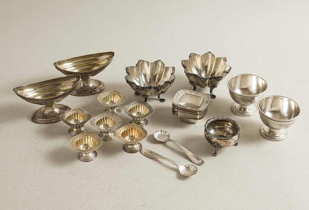 Appraisal: Assorted Silver Salts Bateman Gorham Krider Assembled lot of silver