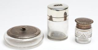 Appraisal: Victorian Silver Cut Glass Vanity Jars The first with lid