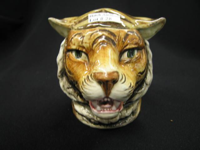 Appraisal: Victorian Figural Majolica Pottery Tobacco Jar Tiger's head tall