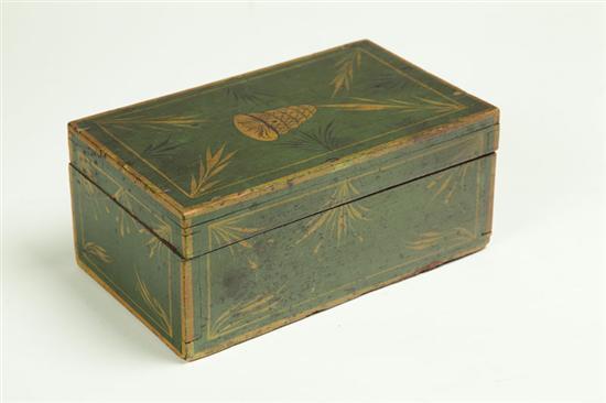 Appraisal: DECORATED TRINKET BOX New England th century pine Retains its