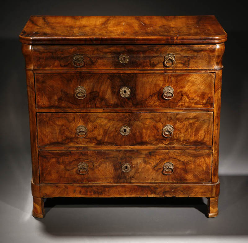 Appraisal: A Biedermeier walnut chest of drawers A Biedermeier walnut chest