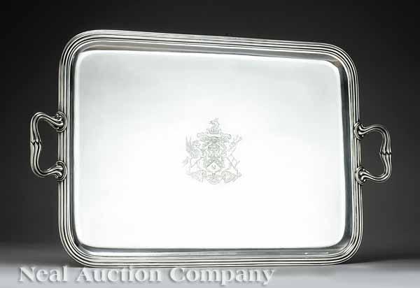 Appraisal: A Large Christofle Silverplate Serving Tray Paris plain rectangular flat